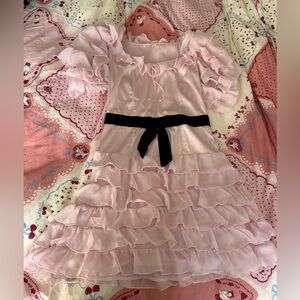 For Love And Lemons Pink Ruffle Mini Dress with Black Belt